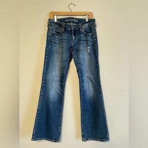 American Eagle Distressed Stretch Low-Rise Bootcut Jean